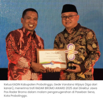 Langkah Strategis Ivan Berbuah Prestasi, KADIN Kabupaten Probolinggo Sabet RADAR BROMO AWARD 2025